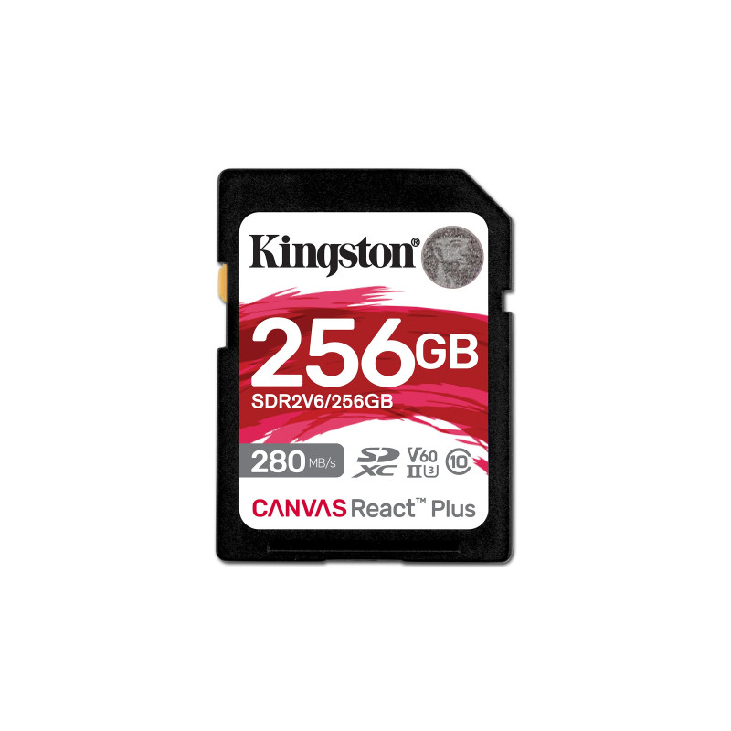 256gb scheda sd kingston canvas react plus nero [sfkinsd256r2v60]
