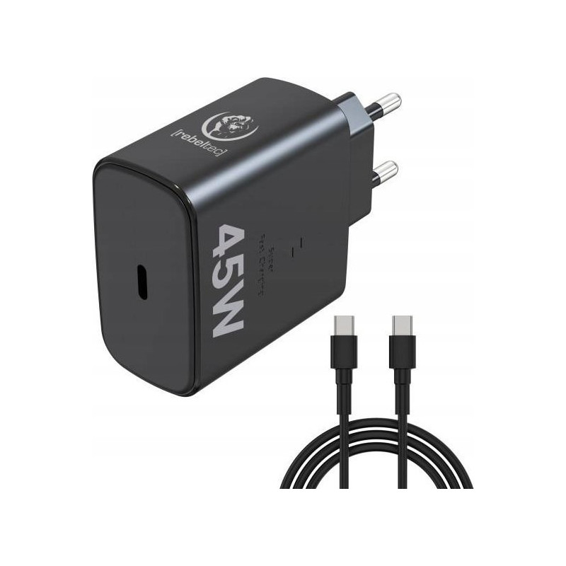 alimentatore da rete rebeltec pd45w usb-c per notebooks/smartphone