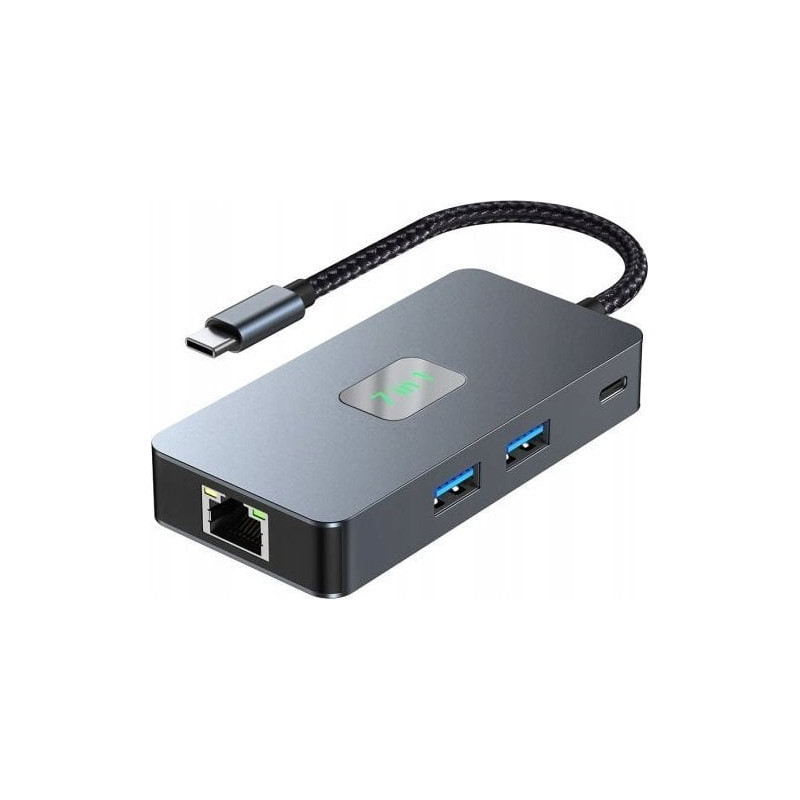 hub usb tb 7in1 tipo c/hdmi/pd/sd/tf/argento/nero [aktbxva7w1uhprj]