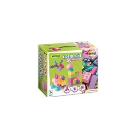 blocchi di costruzione wader kids blocks rosa 50pz [wpwdrm0u9041297]
