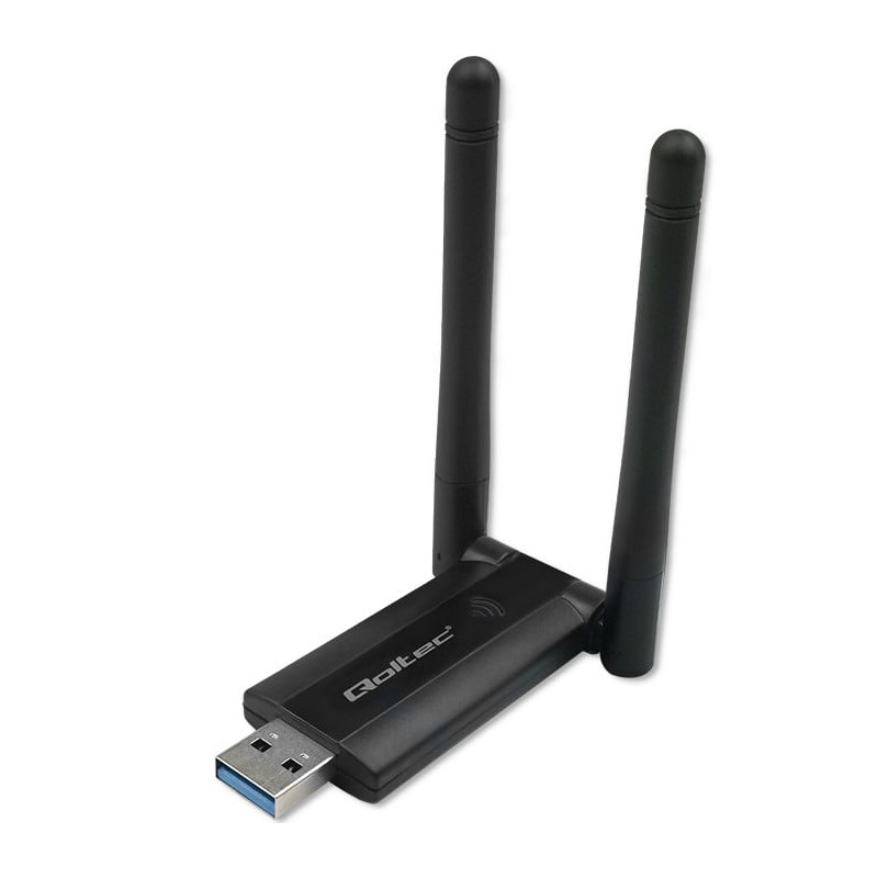 adattatore qoltec wireless/dual wi-fi 2x2dbi/usb 3.0/1200mbps/nero/1pz
