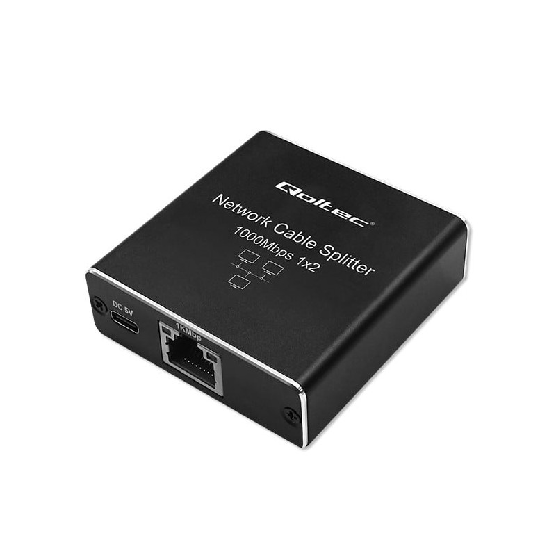 mini switch qoltec splitter 1x2 rj45/usb tipo c 1000mbps alluminio