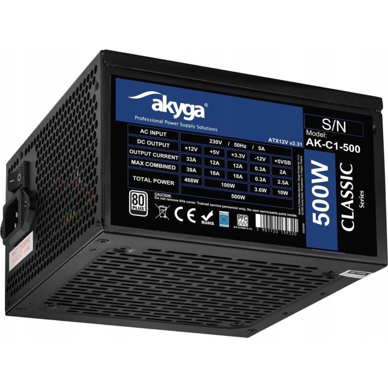 alimentatore 500w akyga ak-c1-500 80 plus nero [kzakyz4c500]