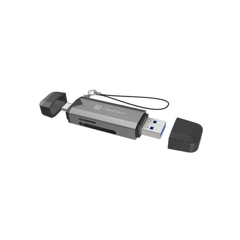 lettore di schede di memoria natec scarab 3 usb 3.1 tipo a/c nero/grigio