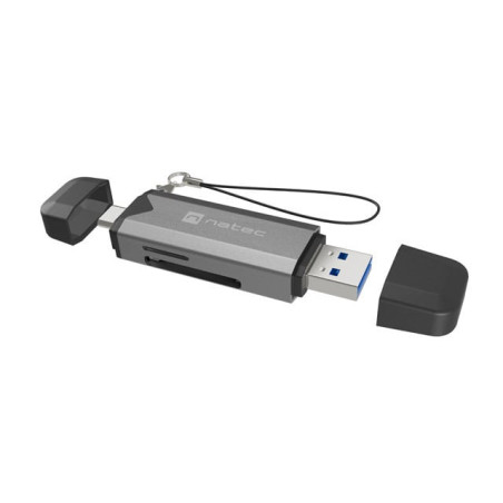 lettore di schede di memoria natec scarab 3 usb 3.1 tipo a/c nero/grigio