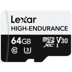 scheda di memoria 64gb microsd lexar high-endurance c10 a1 u3