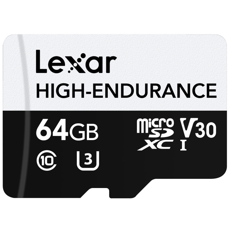 scheda di memoria 64gb microsd lexar high-endurance c10 a1 u3