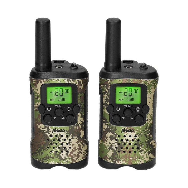 walkie talkie alecto a 8 canali per bambini 446mhz cachi 2pz [fr115camo]