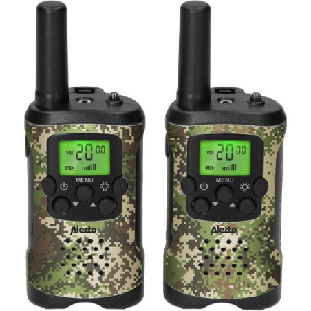 walkie talkie alecto a 8 canali per bambini 446mhz cachi 2pz [fr115camo]