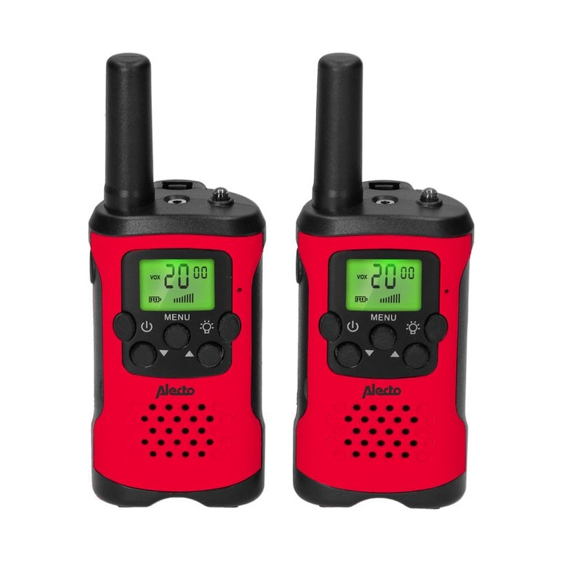 walkie talkie alecto a 8 canali per bambini 446mhz rosso/nero 2pz