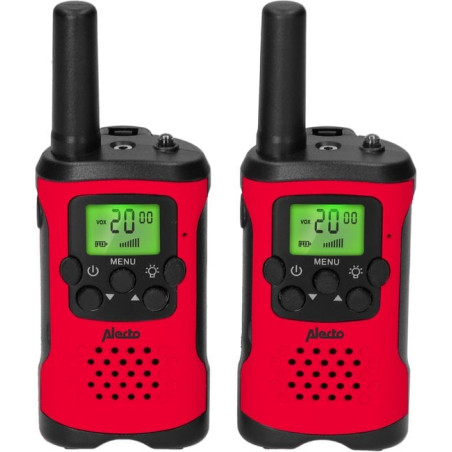 walkie talkie alecto a 8 canali per bambini 446mhz rosso/nero 2pz