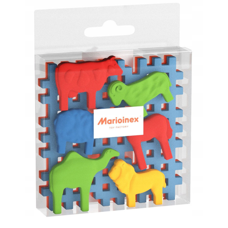 set da gioco marioinex mini blocchi waffle animali con base multicolore