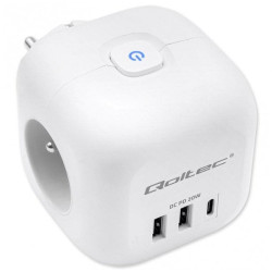 prolunga qoltec power cube 6in1 con interruttore illuminato 20w bianco