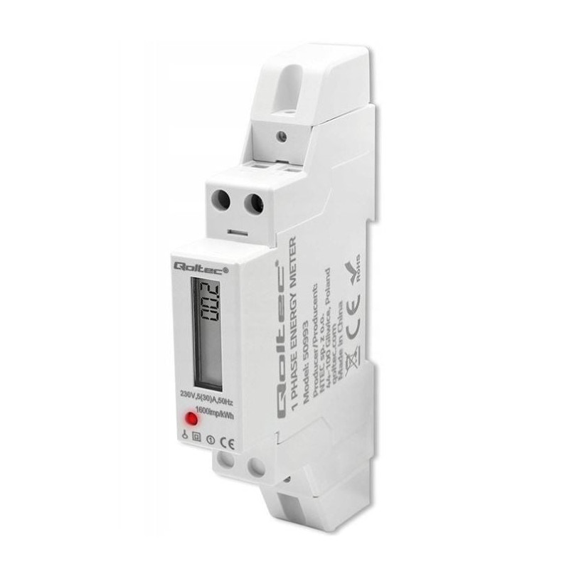 contatore elettrico qoltec monofase 230v ca bianco [quqolme00050993]