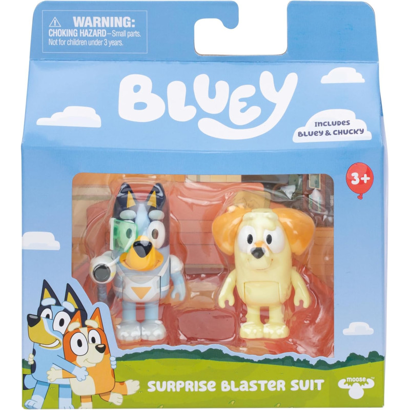 set di figurine tm toys surprise blaster suit bluey 6.35cm multicolore