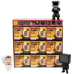 figurina da collezione cobi skibidi toilet espositore 10cm nero 9pz