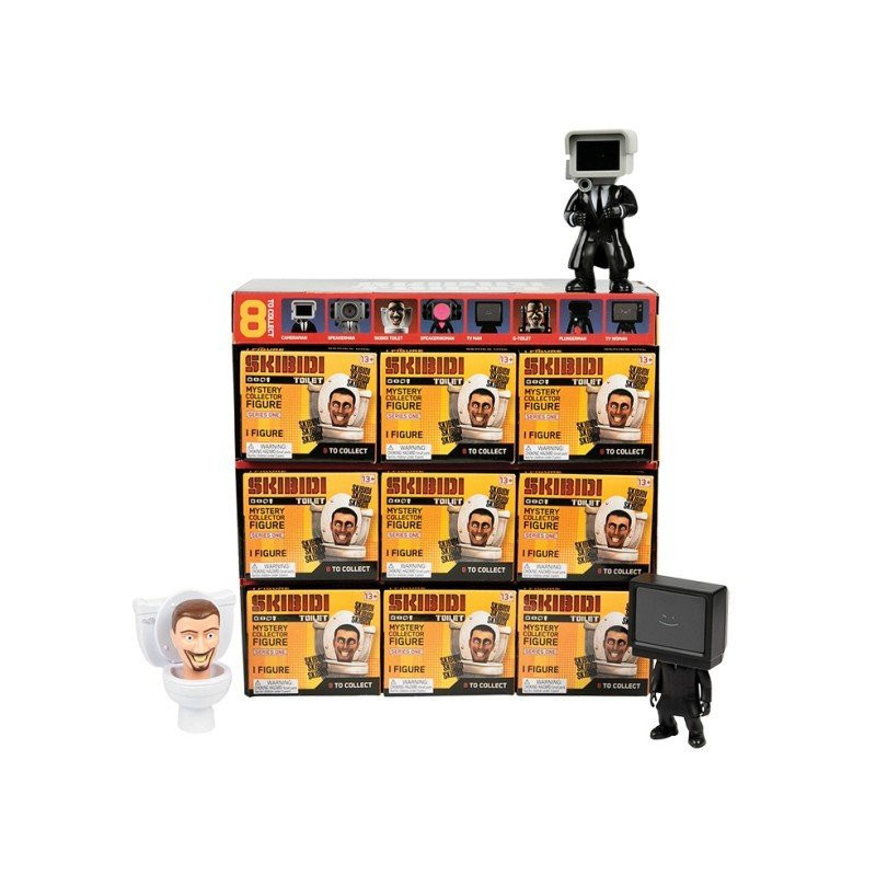 figurina da collezione cobi skibidi toilet espositore 10cm nero 9pz