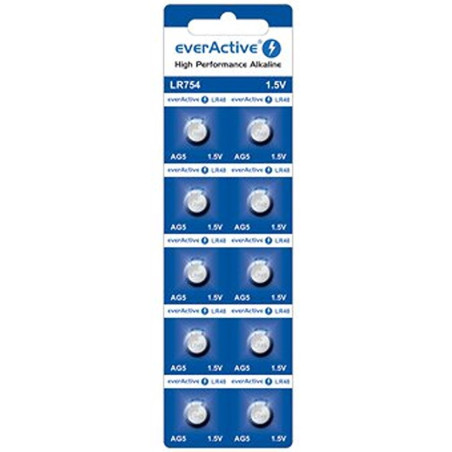 batterie a bottone alcaline everactive ag5 lr754/lr48 60mah 1.5v