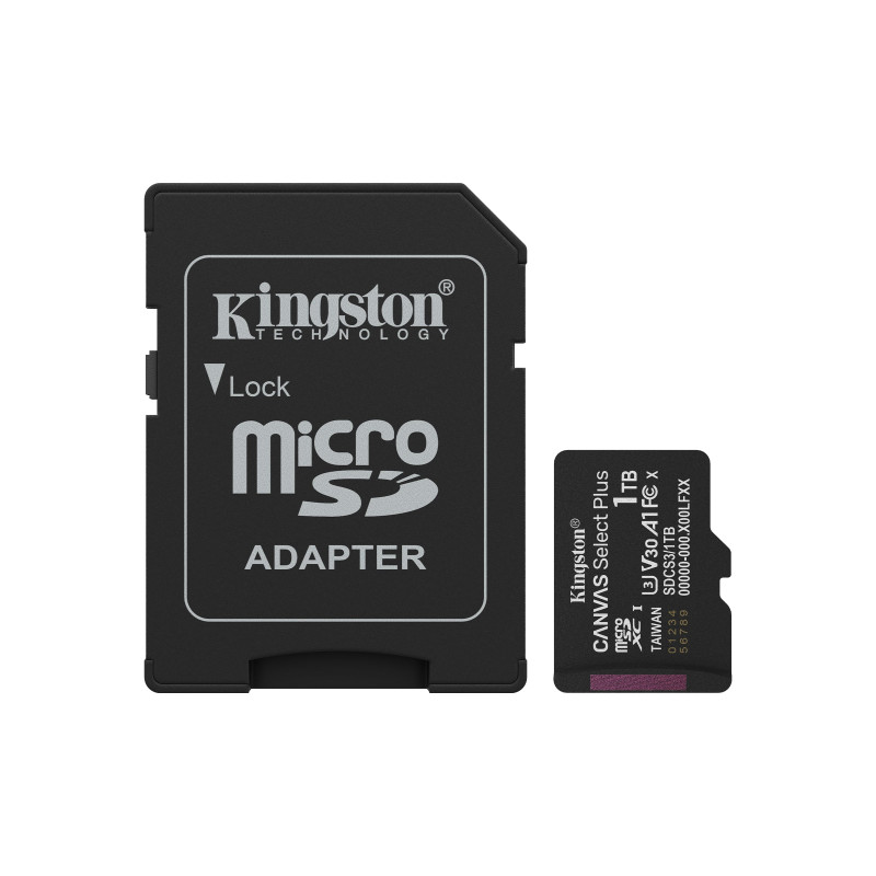 1tb scheda microsdxc kingston canvas select plus g3 150mb/s nero