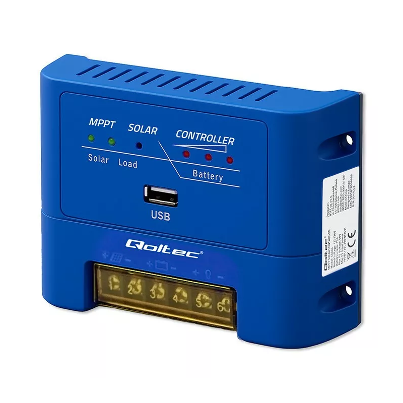 regolatore di carica solare qoltec mppt 15a 12v/24v blu [azqoluay0053666]