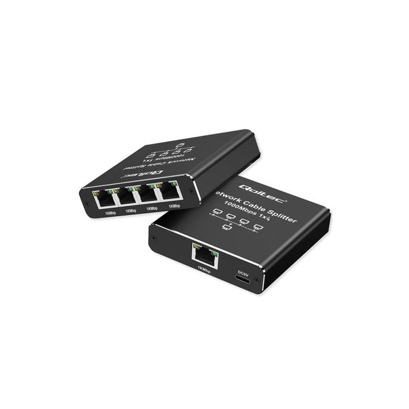 switch qoltec splitter ethernet 1x 4 rj45 1000mb/s nero [avqols000052293]