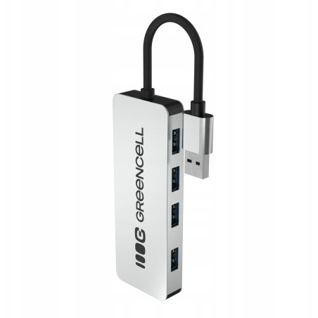 hub usb greencell 4 porte usb-a 3.0 argento [nugceus4phuba4a]