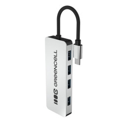hub usb green cell 4 porte usb-a 3.0 argento [nugceus4phubc4a]