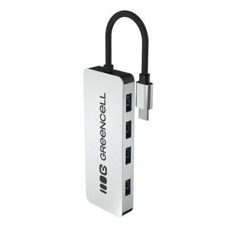 hub usb green cell 4 porte usb-a 3.0 argento [nugceus4phubc4a]