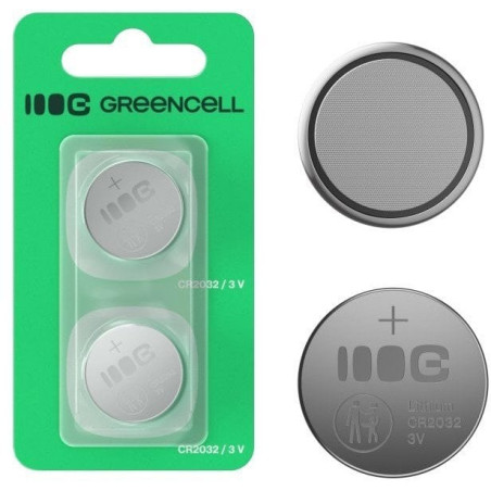 batteria a bottone green cell cr2032 2pz [azgceub23cr2032]
