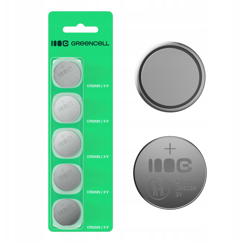 batteria a bottone green cell cr2025 5pz [azgceebx5cr2025]