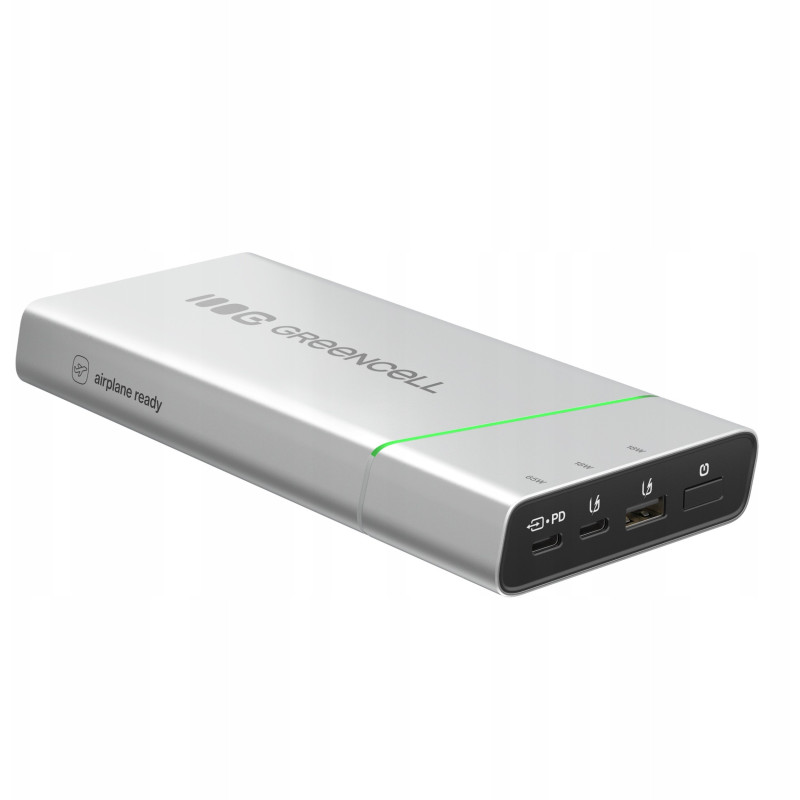 powerbank greencell powerplay 20800mah 65w argento/nero [azgceuapplgc20p]