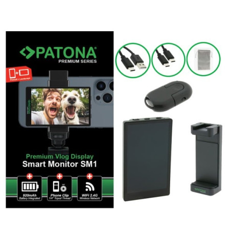 monitor esterno per vlogging patona sm1 touchscreen 480x800p nero