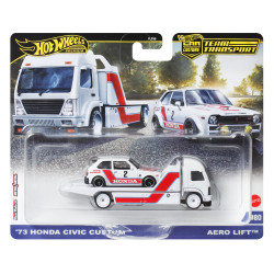 set di veicoli hot wheels team transport honda civic custom + aero