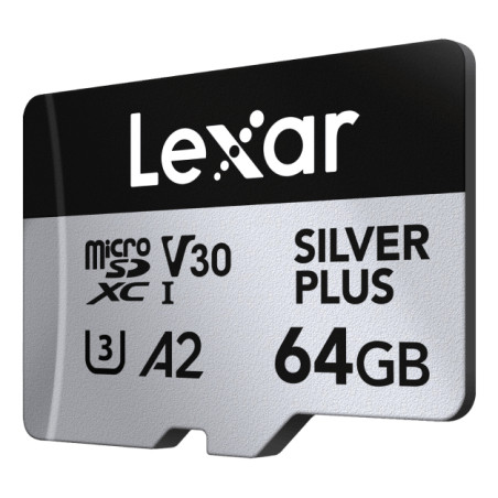 64gb scheda memoria lexar microsd c10 a2 u3 v30 nero/argento [sflxrmdg64sipl1]