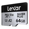 64gb scheda memoria lexar microsd c10 a2 u3 v30 nero/argento [sflxrmdg64sipl1]