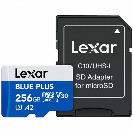 256gb scheda microsd lexar c10 a2 u3 v30 blu [sflxrmd256blpl1]