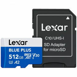 512gb scheda microsd lexar c10 a2 u3 v30 blu [sflxrmd512blpl1]