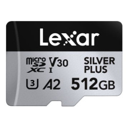512gb scheda memoria lexar microsd c10 a2 u3 v30 argento/nero [sflxrmd512sipl1]