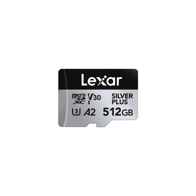 512gb scheda memoria lexar microsd c10 a2 u3 v30 argento/nero [sflxrmd512sipl1]