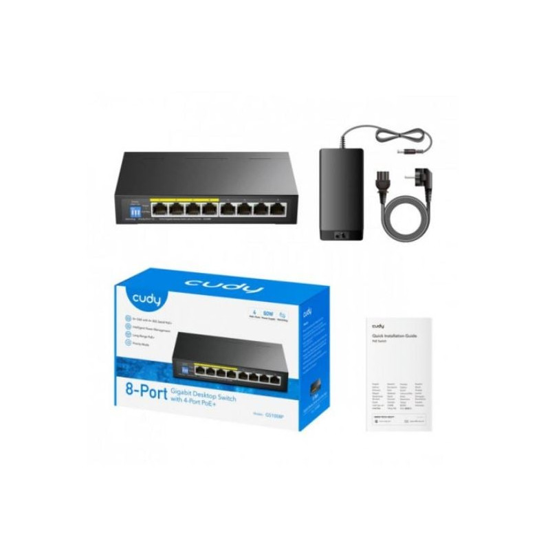 switch cudy gs1008p non gestito 8 porte gigabit poe+ [nucudsw8pg1008p]