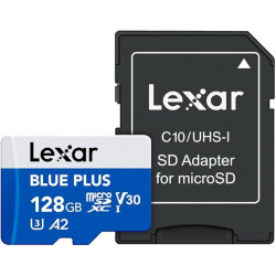 128gb scheda microsdhc lexar blue plus c10 uhs-i u3 v30 fino