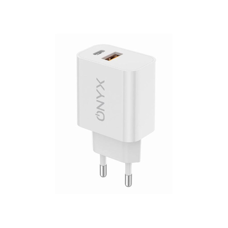 alimentatore da rete onyx cm1 usb-c + usb-a 20w bianco [20w