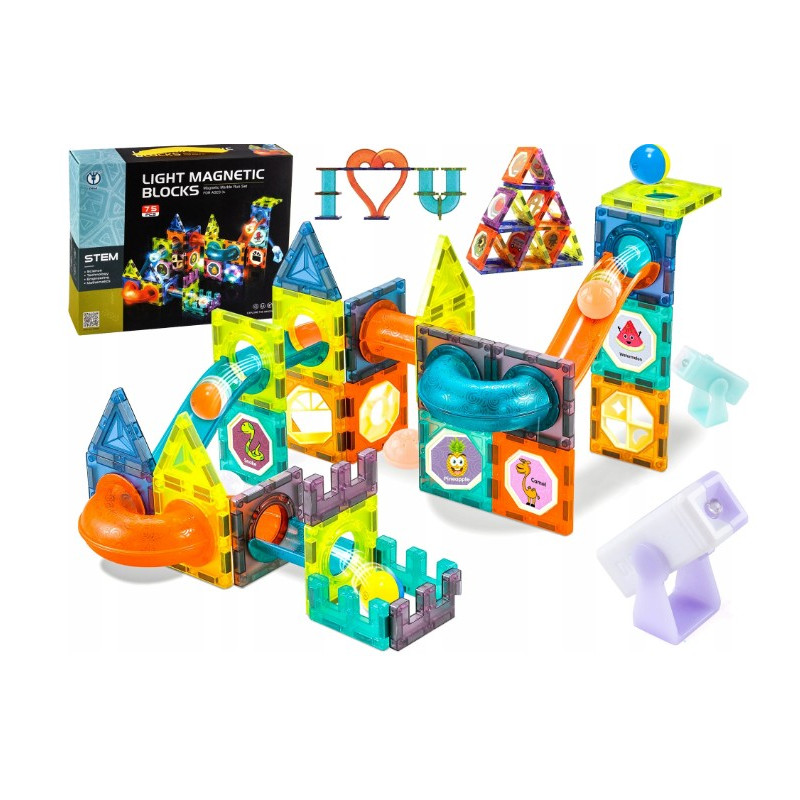 set di costruzione madej blocchi magnetici luminosi multicolore 75pz