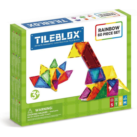 set di costruzione magformers tileblox rainbow blocchi magnetici