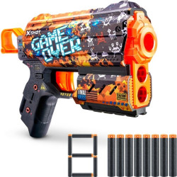 pistola zuru blaster x-shot skins flux game over con 8 dardi/multicolore