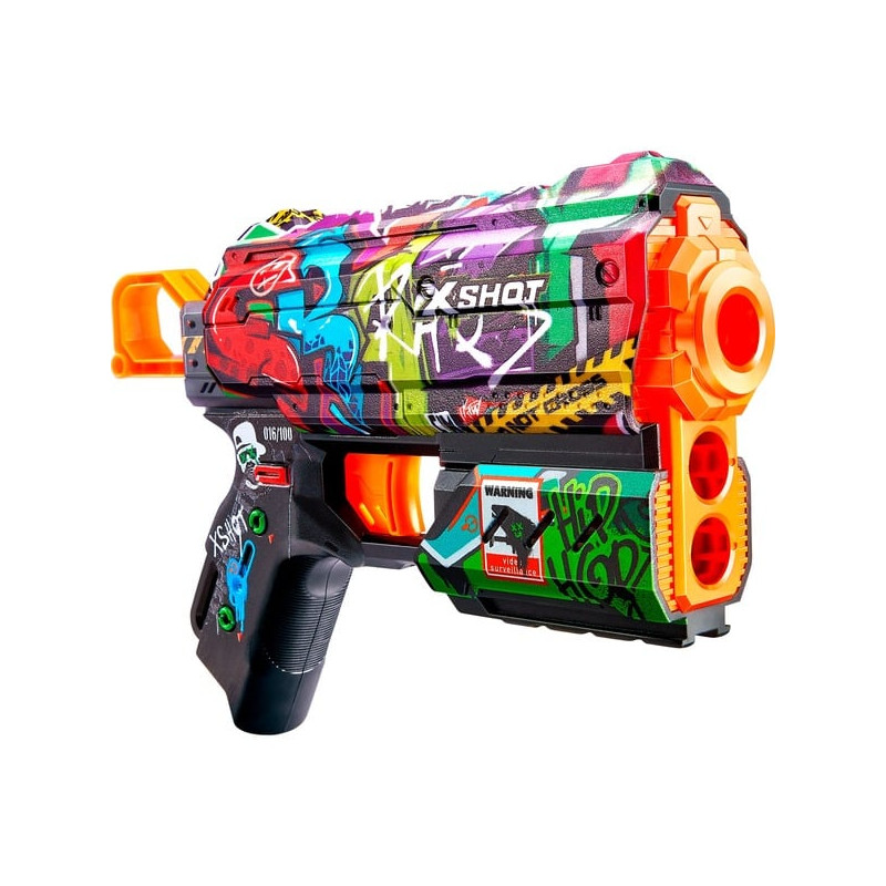 pistola zuru blaster x-shot skins flux graffiti 8dardi multicolore