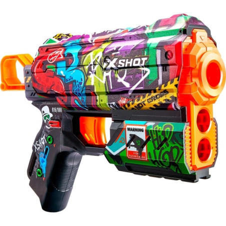 pistola zuru blaster x-shot skins flux graffiti 8dardi multicolore