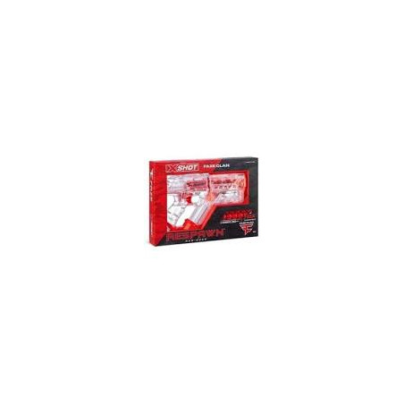 pistola x-shot faze respawn con 12+ 50 palle di freccette rosso/trasparente