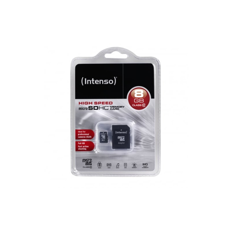 8gb scheda microsd intenso classe 10 + adattatore [3413460]