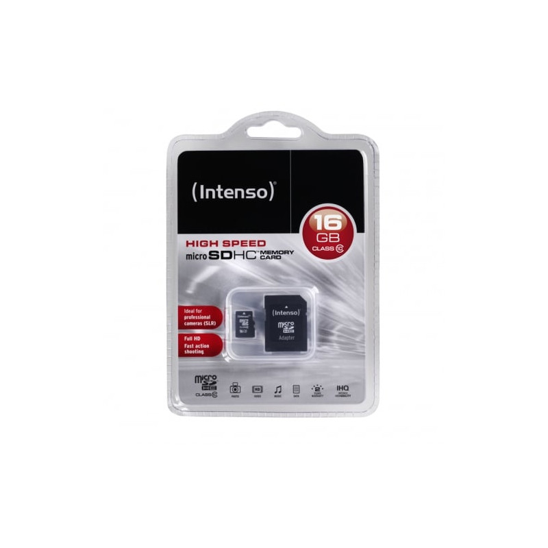 16gb scheda microsd intenso classe 10 + adattaore [3413470]